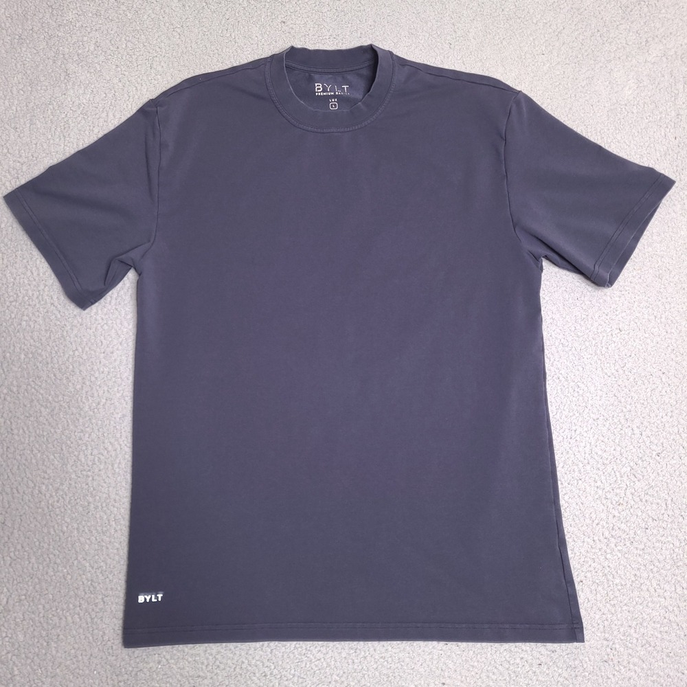 BYLT Premium Basics Lux T-Shirt Mens Large Navy Blue Short Sleeve Crew Neck